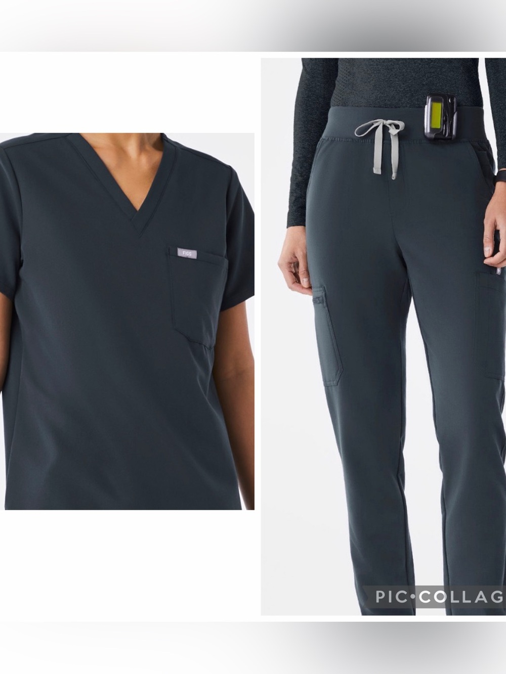 Figs Dark Harbor Catarina top in medium, HW Yola scrub pants in Medium Petite